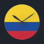 Flag of Colombia Round Clock<br><div class="desc">Flag of Colombia - Tricolor Nacional</div>