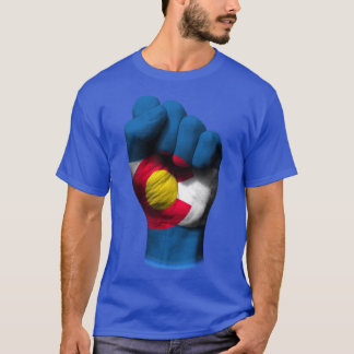 Flag of Colorado on a Raised Clenched Fist T-Shirt