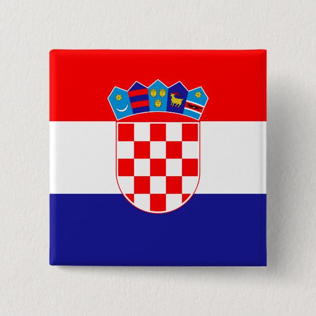 Flag of Croatia 2 Inch Square Button (Front)