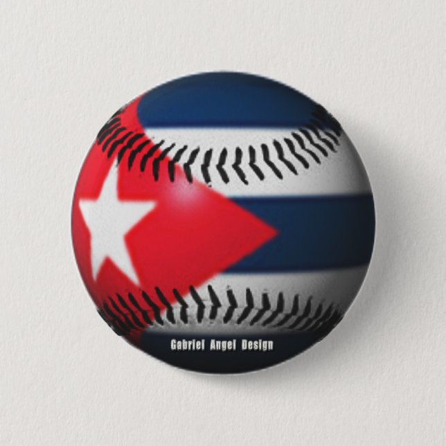 Flag of Cuba on a Baseball 2 Inch Round Button (Front)