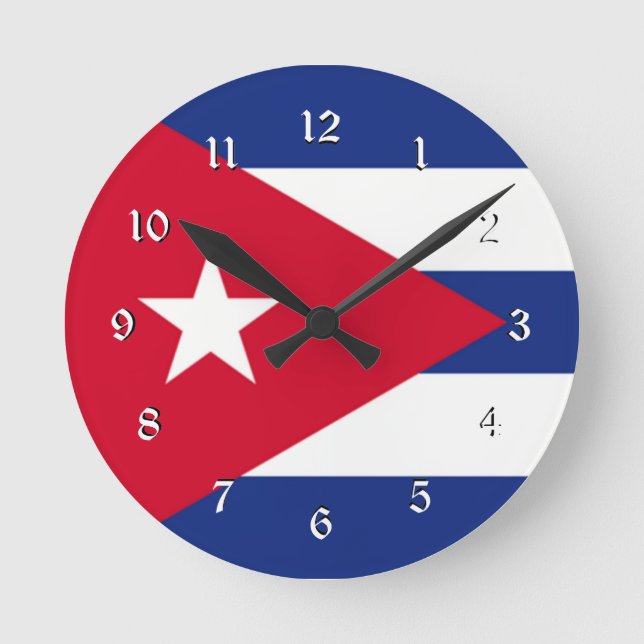 Flag of Cuba Round Clock (Front)