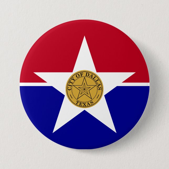 Flag of Dallas (Texas) 3 Inch Round Button (Front)