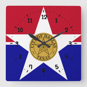 Flag of Dallas, Texas Square Wall Clock