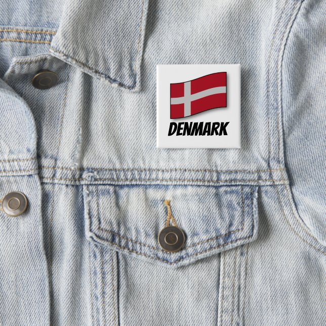 Flag of Denmark 2 Inch Square Button (In Situ)