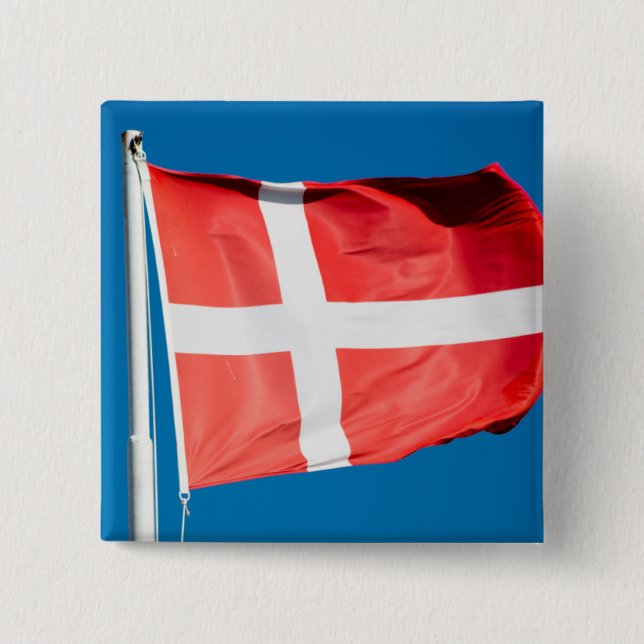 Flag of Denmark 2 Inch Square Button (Front)