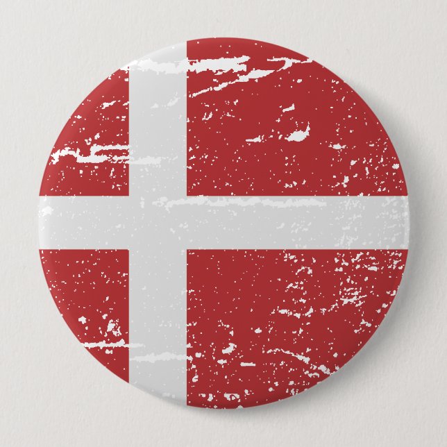 FLAG OF DENMARK 4 INCH ROUND BUTTON (Front)