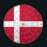 Flag of Denmark Dartboard<br><div class="desc">Flag of Denmark: "Guds hjæ lp,  Folkets kæ rlighed,  Danmarks styrke" → "The help of God,  the love of the people,  the strength of Denmark". It is composed of a white Scandinavian cross on a beautiful red background.</div>