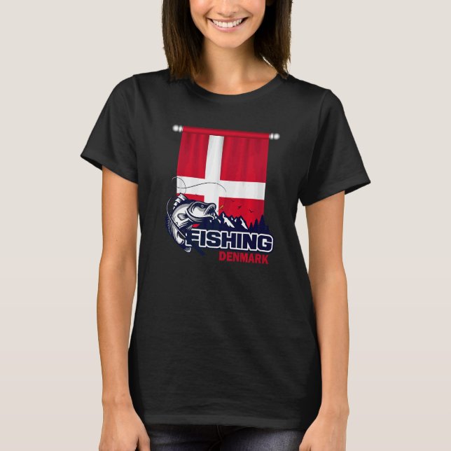 Flag Of Denmark  Fishing In Denmark T-Shirt (Front)