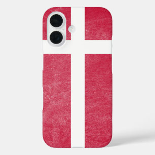 Flag of Denmark Grunge iPhone 16 Case