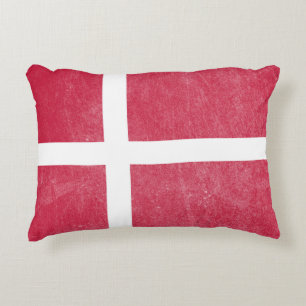 Flag of Denmark Grunge Decorative Pillow
