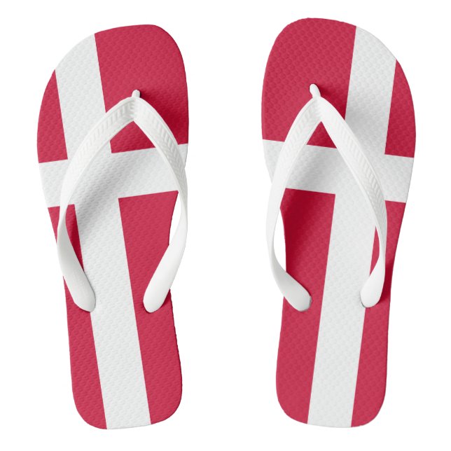 Flag of Denmark or Danish Cloth Flip Flops (Footbed)