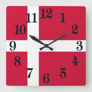 Flag of Denmark or Danish Cloth Square Wall Clock