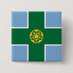 Flag of Derbyshire (County of England, UK) 2 Inch Square Button