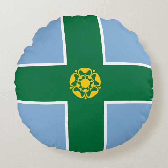 Flag of Derbyshire (County of England, UK) Round Pillow (Front)