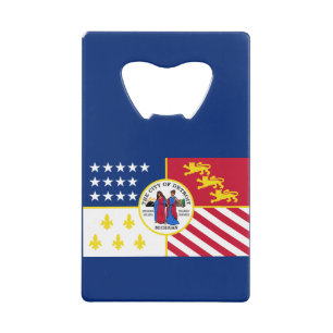 Flag of Detroit, Michigan Credit Card Bottle Opene Opener