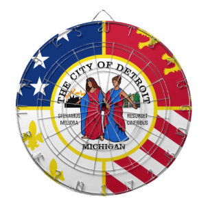 Flag of Detroit, Michigan Dartboard