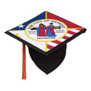 Flag of Detroit, Michigan Graduation Cap Topper
