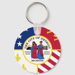 Flag of Detroit, Michigan Keychain