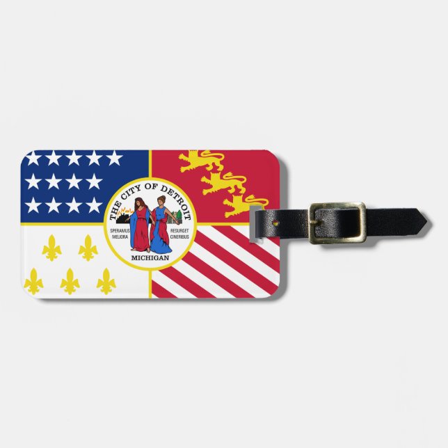 Flag of Detroit, Michigan Luggage Tag (Front Horizontal)