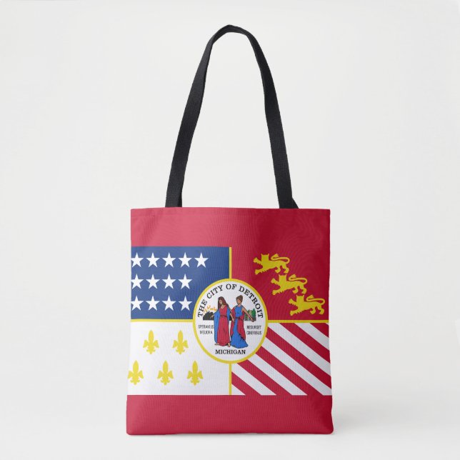 Flag of Detroit, Michigan Tote Bag (Front)