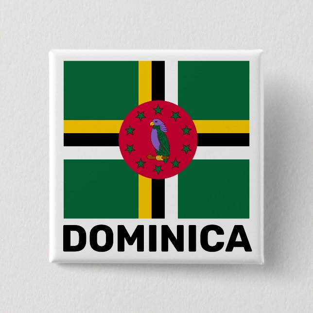 Flag of Dominica 2 Inch Square Button (Front)