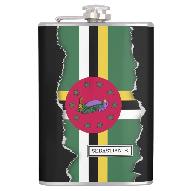 Flag of Dominica Hip Flask (Front)