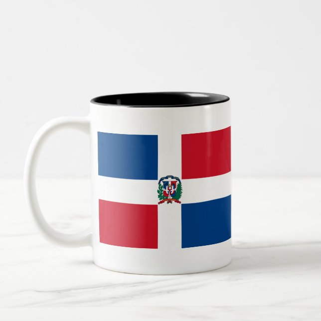 Flag of Dominican Republic Two-Tone Coffee Mug (Left)