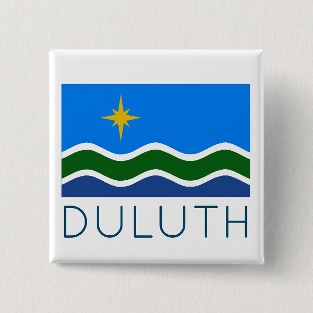 Flag of Duluth, MN 2 Inch Square Button (Front)