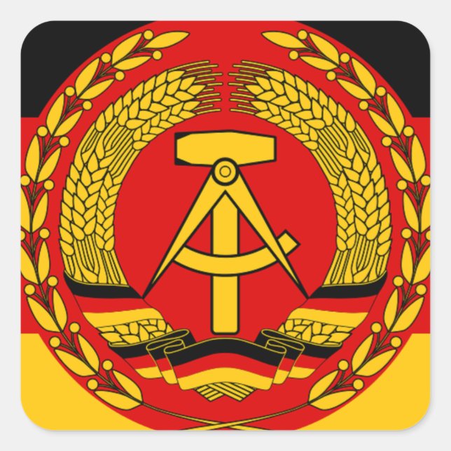 Flag of East Germany - Flagge der DDR (GDR) - NVA Square Sticker (Front)