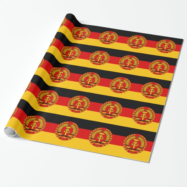 Flag of East Germany - Flagge der DDR (GDR) - NVA Wrapping Paper (Unrolled)