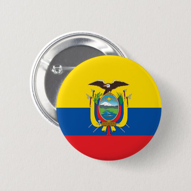 Flag of Ecuador 2 Inch Round Button (Front & Back)