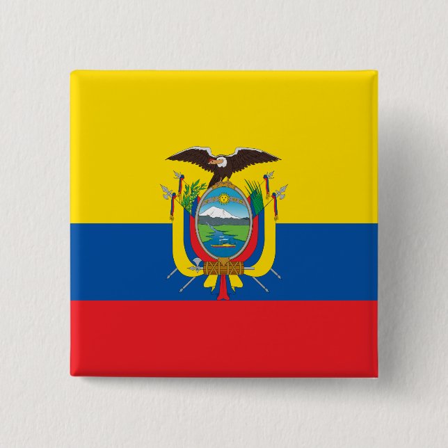 Flag of Ecuador 2 Inch Square Button (Front)