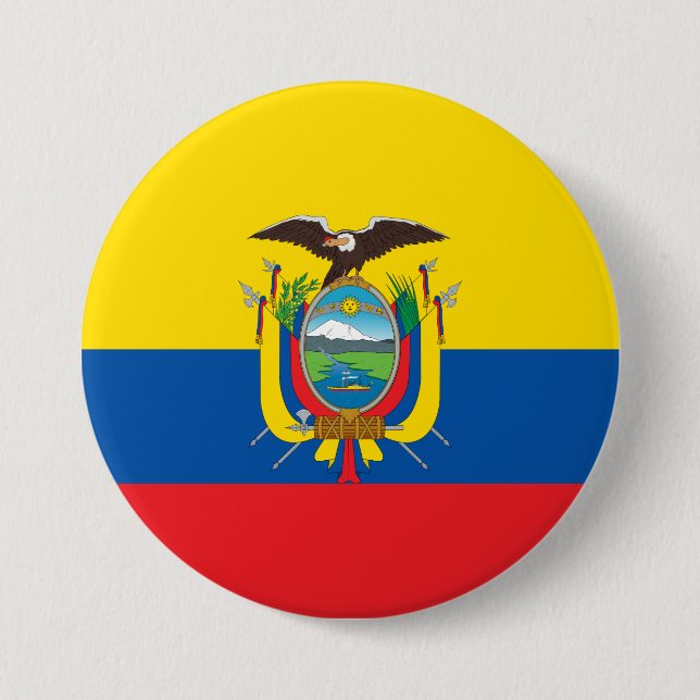 Flag of Ecuador 3 Inch Round Button (Front)