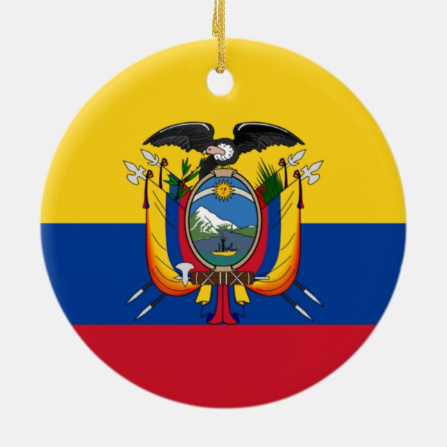 Flag of Ecuador Ceramic Ornament (Back)