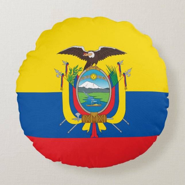 Flag of Ecuador Round Pillow (Front)