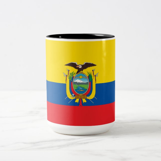 Flag of Ecuador Two-Tone Coffee Mug (Center)