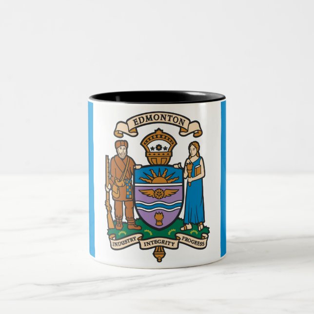Flag of Edmonton (Alberta, Canada) Two-Tone Coffee Mug (Center)