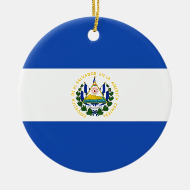 Flag of El Salvador - Bandera de El Salvador Ceramic Ornament (Front)