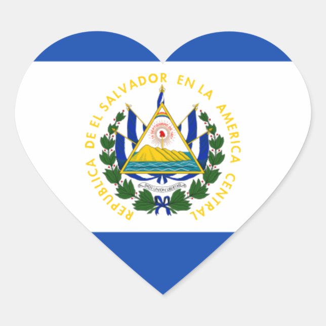 Flag of El Salvador - Bandera de El Salvador Heart Sticker (Front)