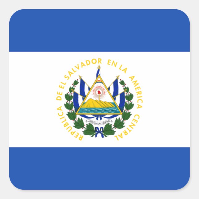 Flag of El Salvador - Bandera de El Salvador Square Sticker (Front)