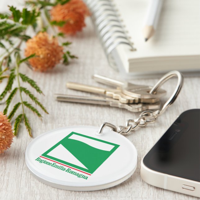 Flag of Emilia Romagna (Italy) Keychain (Front Right)