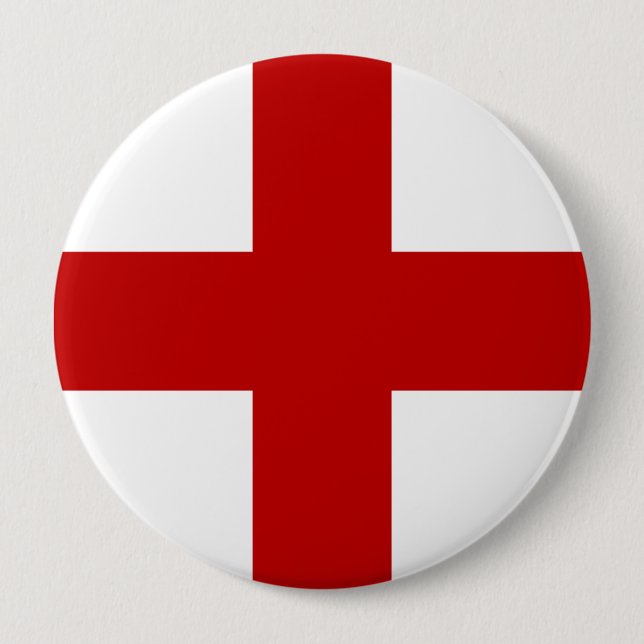 Flag of England or St. George Cross 4 Inch Round Button (Front)