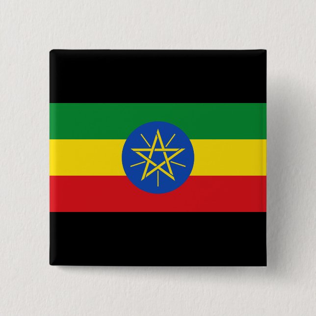 Flag of Ethiopia 2 Inch Square Button (Front)