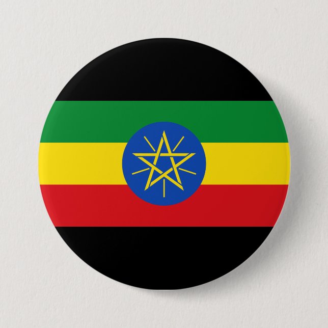 Flag of Ethiopia 3 Inch Round Button (Front)