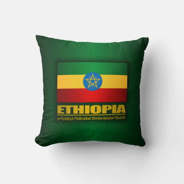 Flag of Ethiopia Throw Pillow (Front)