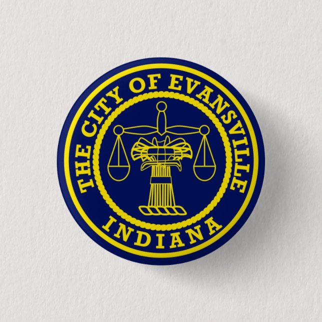 Flag of Evansville, Indiana 1 Inch Round Button (Front)