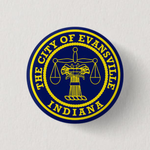 Flag of Evansville, Indiana 1 Inch Round Button