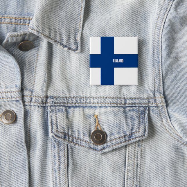 Flag of Finland 2 Inch Square Button (In Situ)