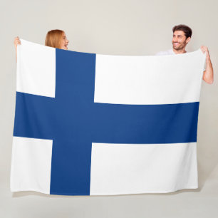 Flag of Finland Blue Cross Flag large Fleece Blanket