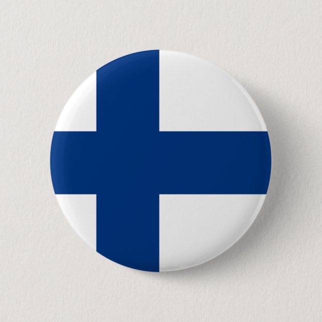 Flag of Finland Blue Cross on White Badge Pin (Front)